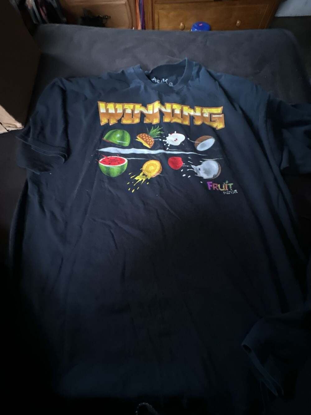 Fruit Ninja Winning Video Game Graphic T-Shirt Black 2XL
